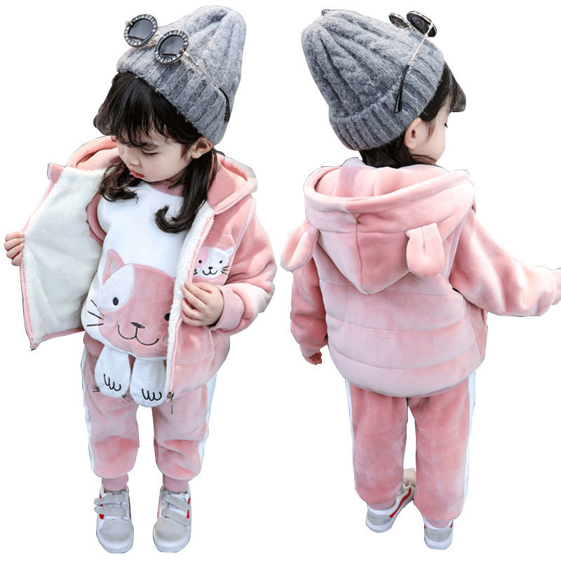 Picture of Children's Clothing Baby Girl's Clothes Autumn and Winter Western Style 2022 New Winter Clothing Women's Children's Clothing Plus Velvet Thickened Winter Three-piece Set