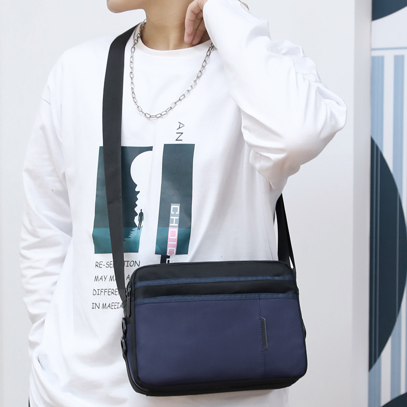 2025 New Fashion Contrast Color Shoulder Bag Men's Oxford Cloth Messenger Bag Horizontal Business Casual Bag Travel Backpack Trendy
