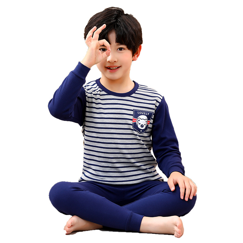 Picture of New Children's Cotton Home Clothes for Boys and Girls Autumn Clothes Large, Medium and Large Children's Middle Collar Thermal Underwear Suit Autumn Clothes Long Johns