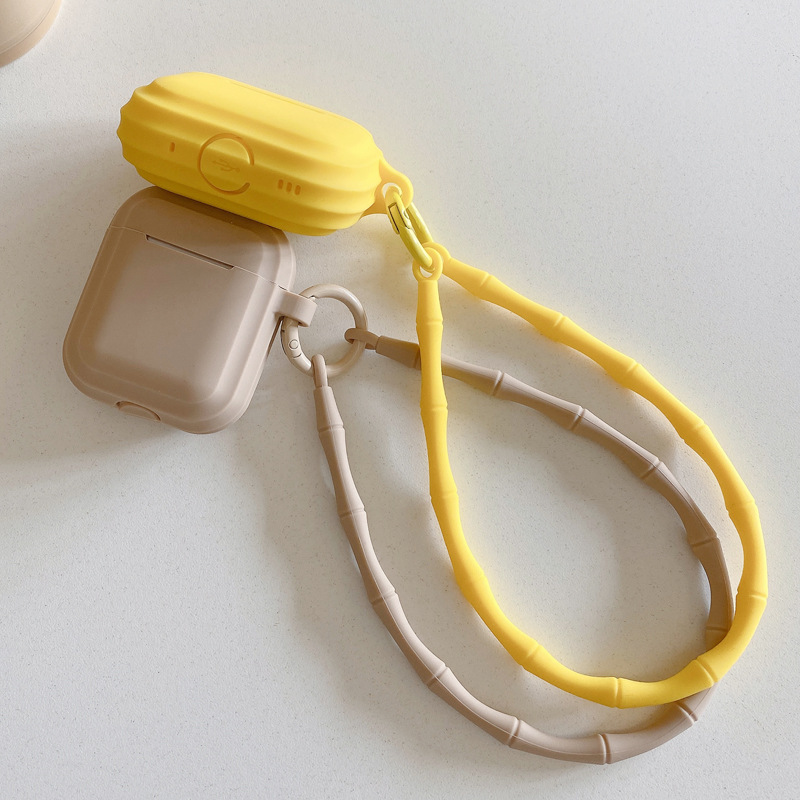 Picture of Simple Pure Color Belt Pendant Suitable for Airpods4 Protective Case Apple 1/2 Silicone Headphone Case with Lanyard Source