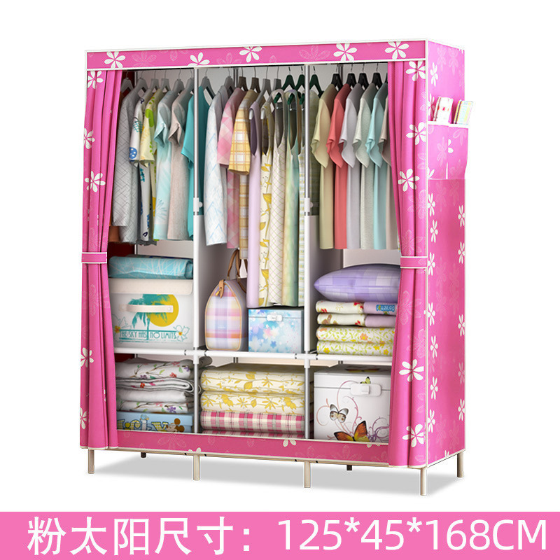 Picture of Ya Ruifan Reinforced Simple Cloth Wardrobe Storage Closet Dustproof Wardrobe Dormitory Steel Frame Reinforced Simple Modern Combination