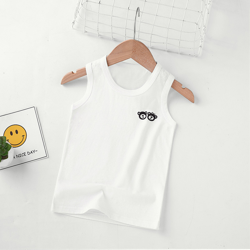 Picture of Summer Children's loose casual I-shaped round neck vest boys and girls solid color cotton vest sleeveless undershirt bottoming top