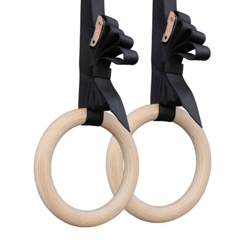Wooden rings indoor fitness rings suit gymnastics rings household sports pull-up rings adjustable rings