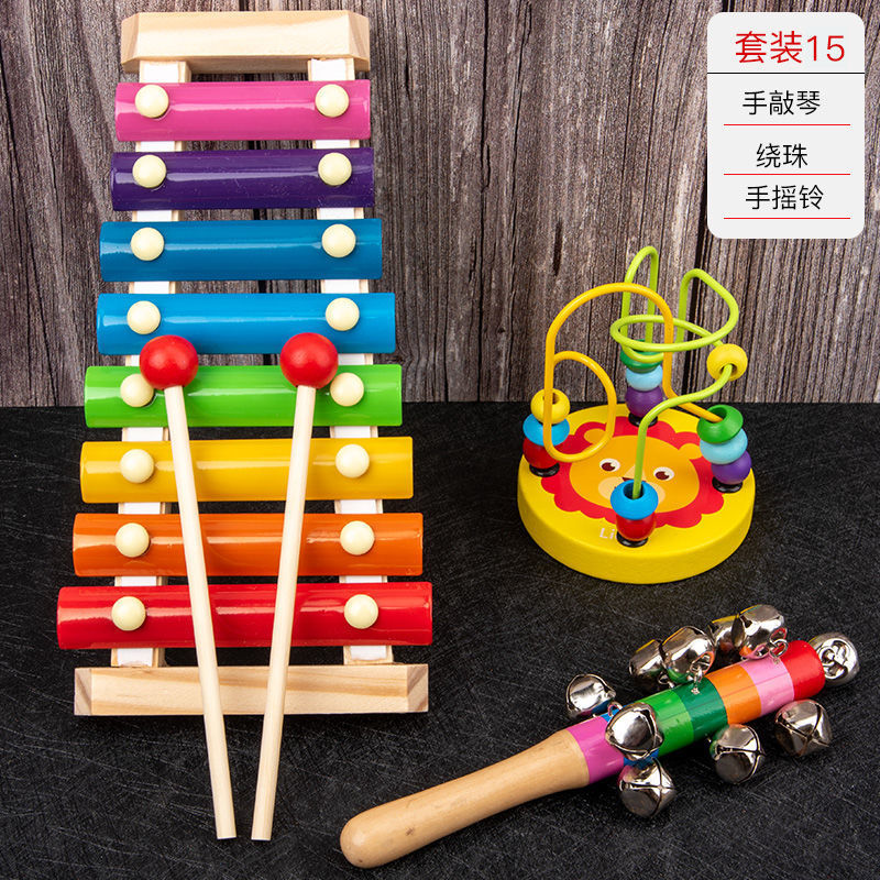 Picture of Percussion Musical Instruments Infants 0-1-2 Years Old Music Enlightenment Wooden Eight-tone Accordion Educational Music Toys