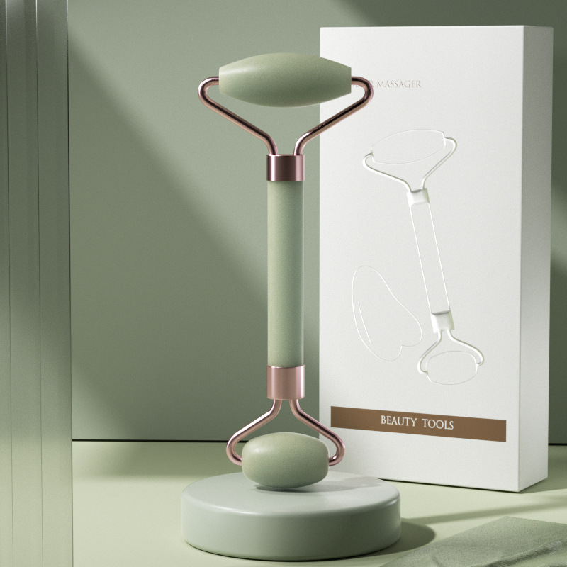 Picture of Cross-Border Rose Quartz Double-Headed Roller Facial Massager Non-Jade Facial Lifting Beauty Scraping Board Eye Pulling Stick