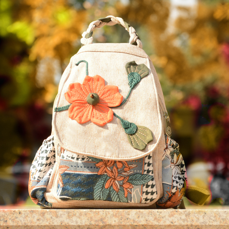 Picture of Ethnic style backpack casual backpack cloth bag one-piece delivery backpack wholesale special scenic spot bag cloth bag for women