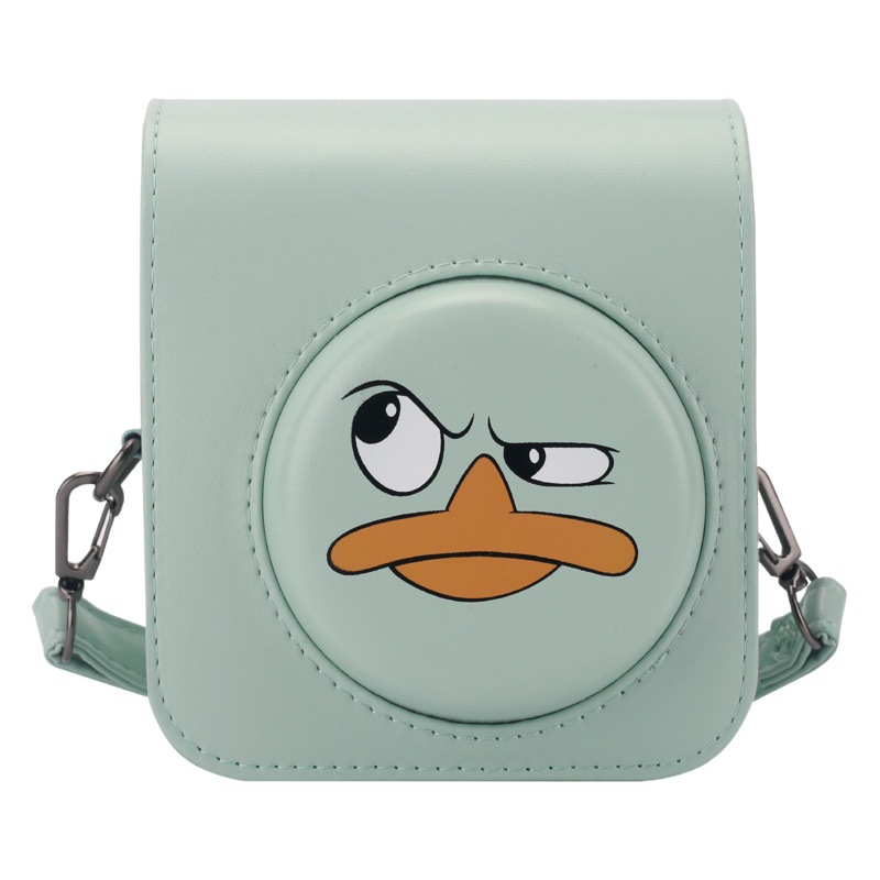 Dropshipping Polaroid Mini12 Cartoon Green Bottom Duck Camera Bag Magnetic + Back Pocket Storage Photo Style