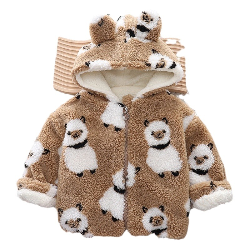 Boys' Winter Cotton Coat 2023 New Style Children's fleece-lined Cotton Coat Fashionable Baby's Autumn and Winter Thickened Cotton Coat