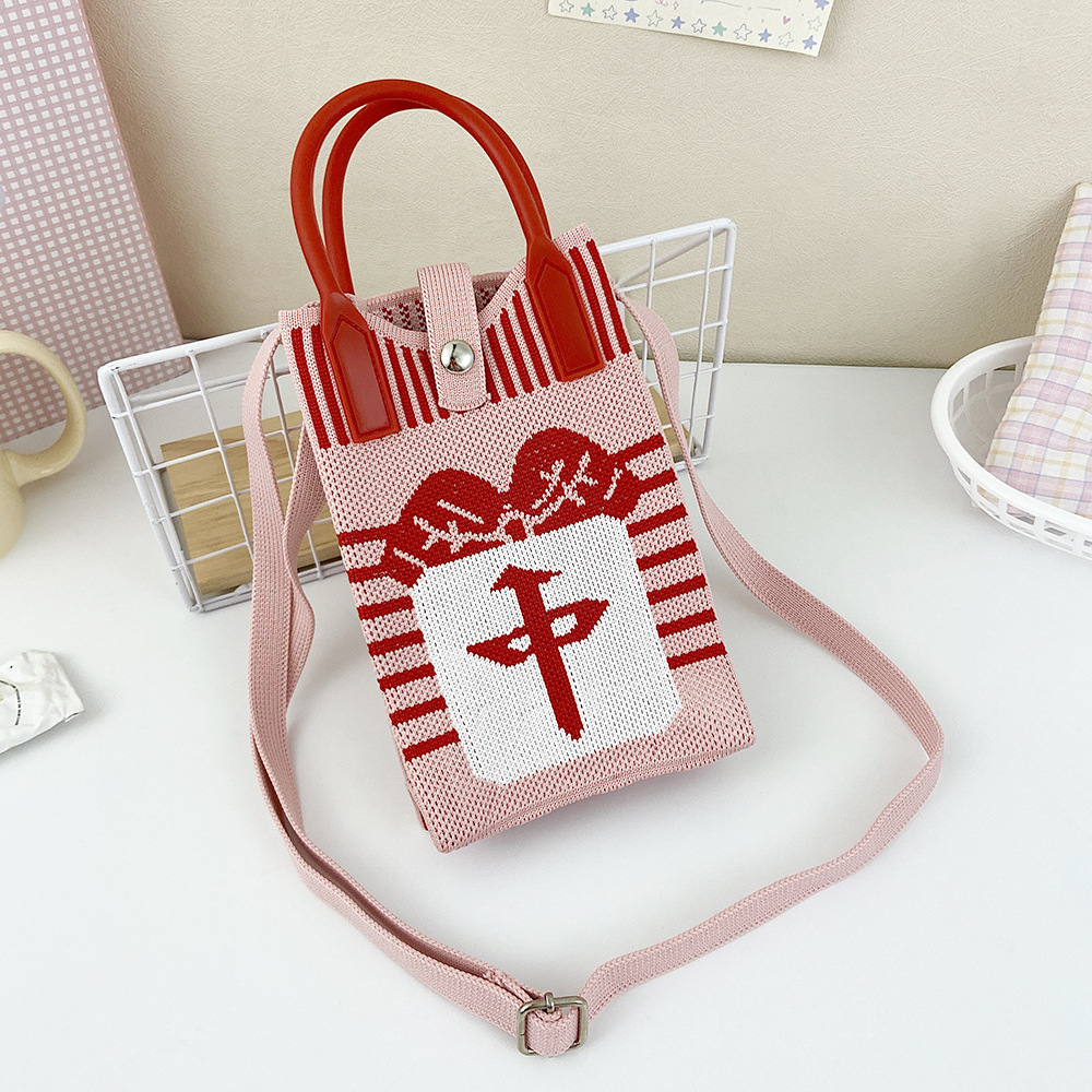 Picture of Shoulder Crossbody Mobile Phone Bag Cute Knitted Hand Bag Cartoon Large Capacity All-match Coin Purse Handbag Wholesale