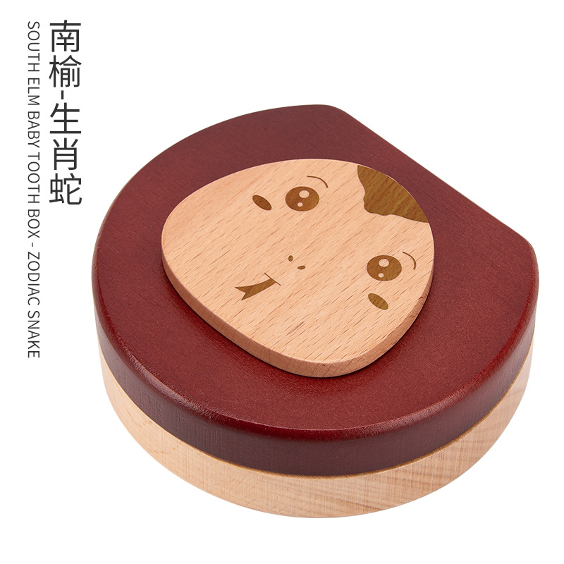 Picture of Wooden Children's Deciduous Teeth Box 1-3-5 Years Old and a Half Baby's Fairy Hair Deciduous Teeth Storage Box One Year Old Memorial Umbilical Cord Collection Box