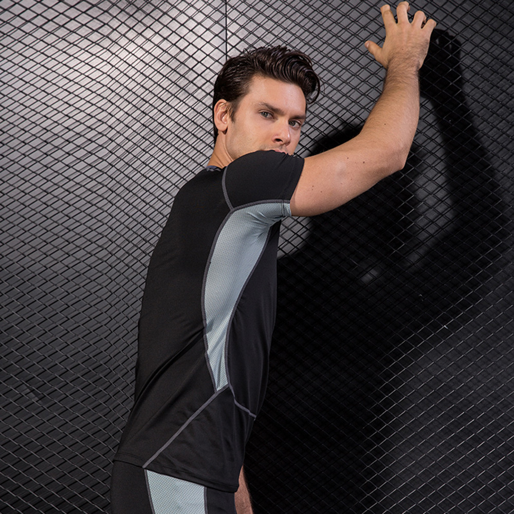 Picture of Men's PRO Sports Fitness Clothing Training Short-sleeved Gym Running AliExpress Quick-drying Tights Mesh T-shirt