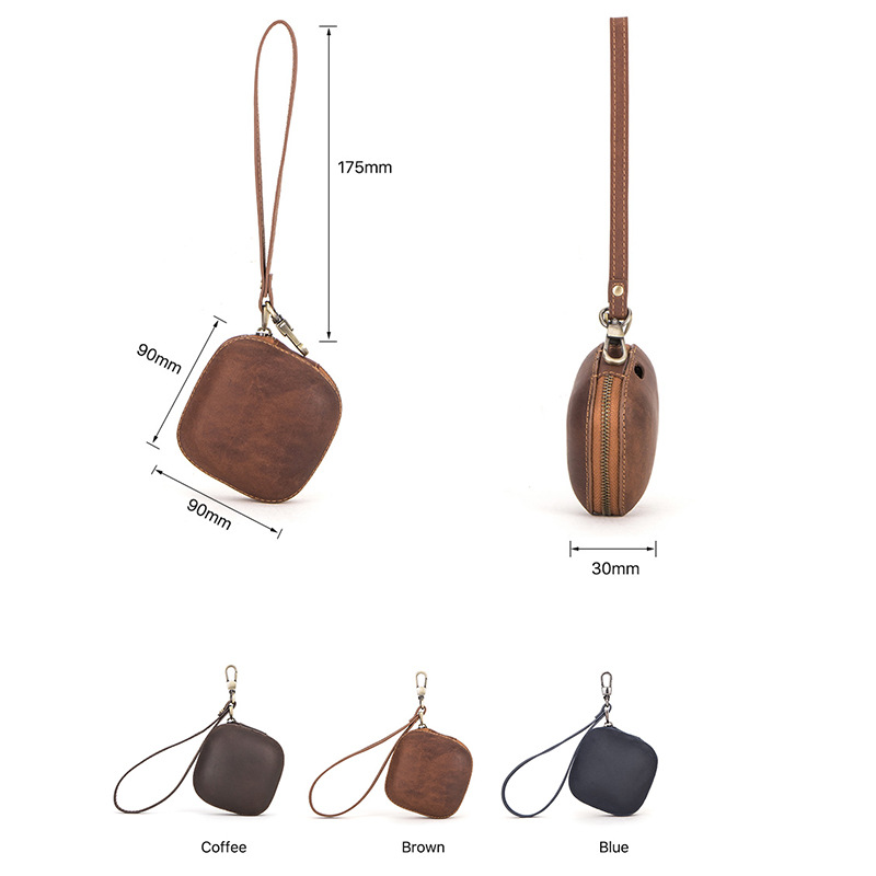 Picture of Suitable for Powerbeatspro Headset Protective Case with Lanyard Zipper Apple Genuine Leather Wireless Bluetooth Headset Case