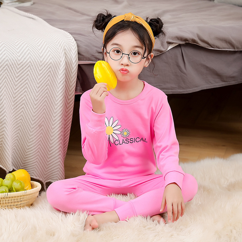 Picture of Children's Autumn Clothes and Long Trousers Set Round Neck Baby Bottoming Sweater Boys and Girls Pajamas Autumn Baby Intimates Pure Cotton