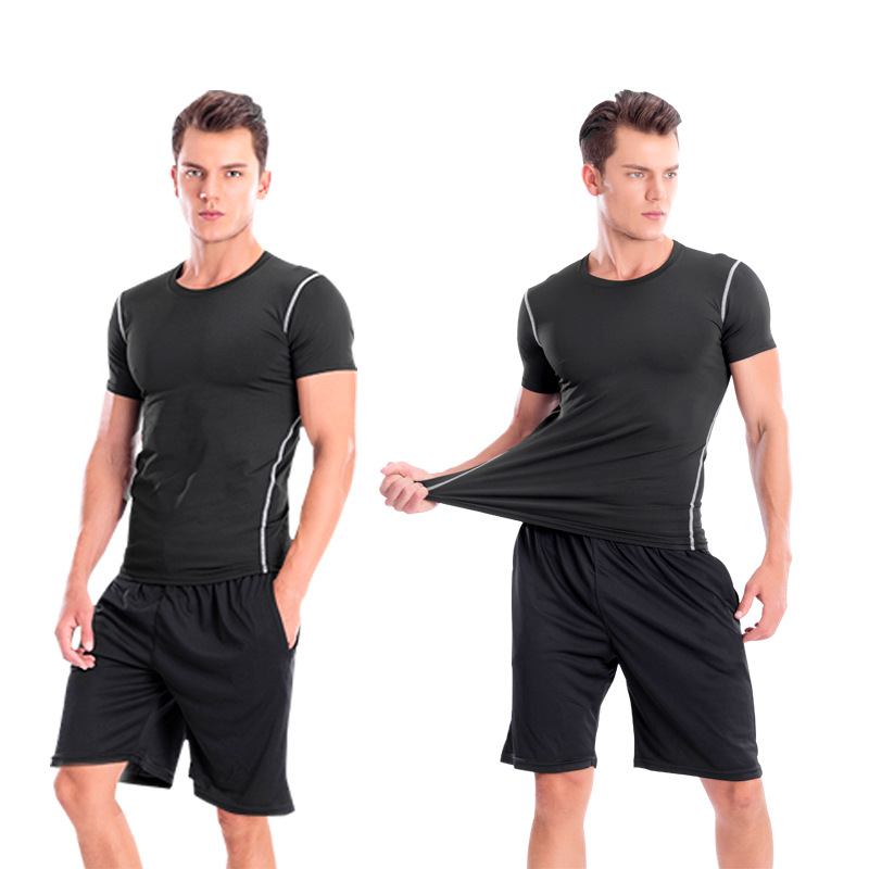 Picture of Sports Short Sleeve Men's Quick-Dry T-Shirt Stretch Tight PRO Football Basketball Training Base Clothes Running Fitness Top