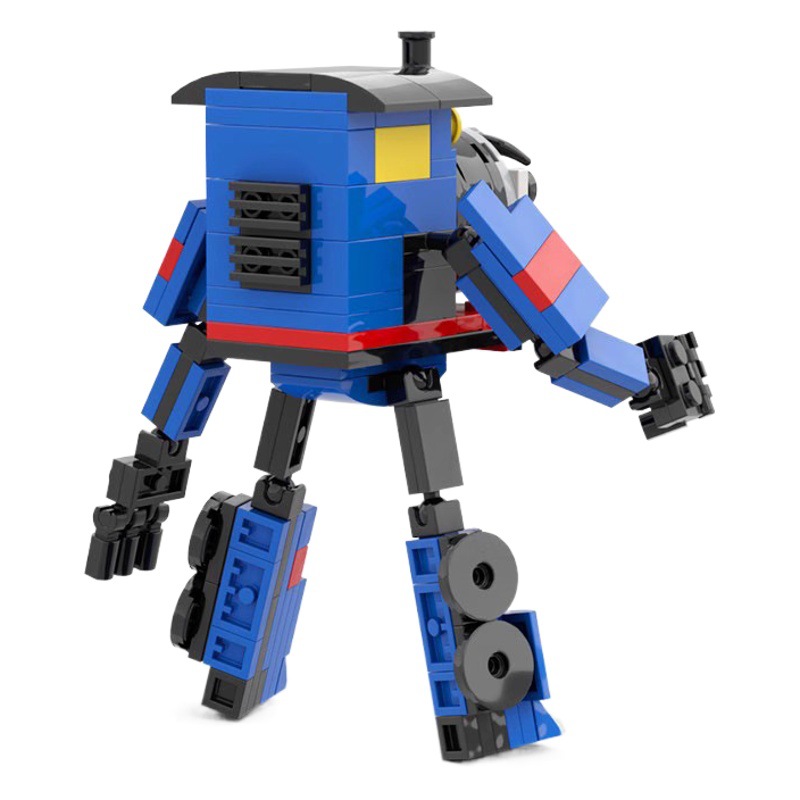 Cross-border assembled building blocks variation Charles Train Blue Mecha Robot model MOC compatible with Lego