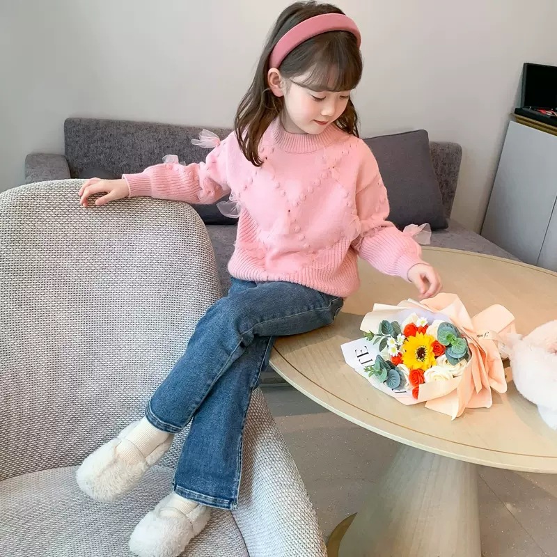 Picture of Girls' Sweater Korean Style All-match New Style Children's Knitted Shirt Women's Autumn and Winter Girls' Base Shirt Children's Clothes