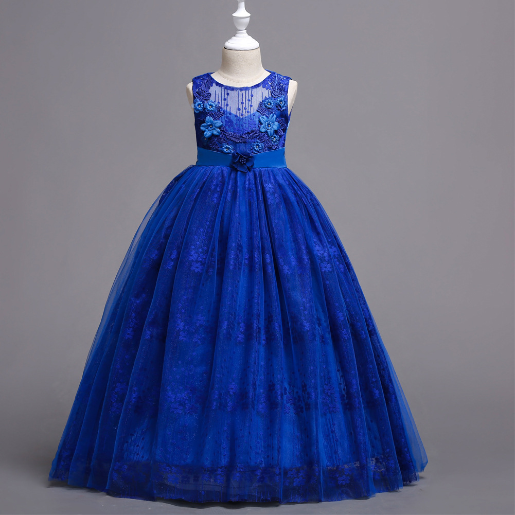 Picture of Girls' Dress Princess Dress Long Large Children's Wedding Dress Lace Pouce Dress Vest kidsdress