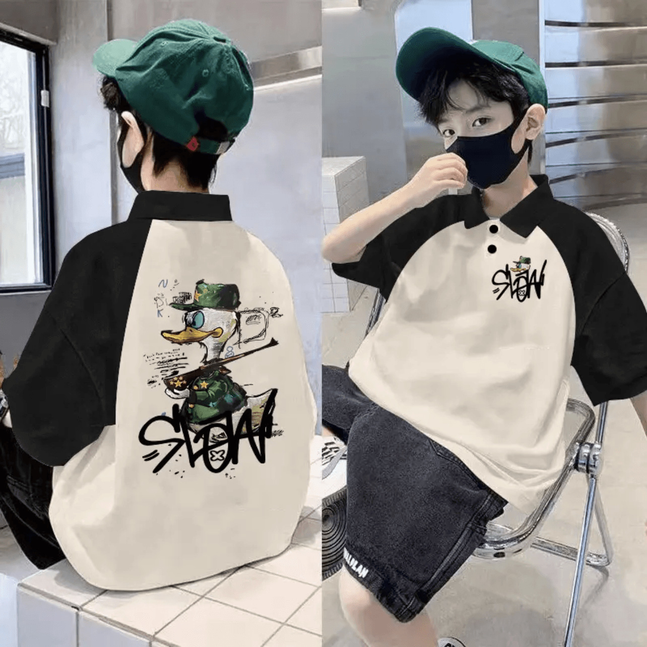 Picture of 2025 Children's Cotton Children's Wear Summer New Polo Shirt Trendy Boys' Western Style Short-sleeved T-shirt Large Children's Lapel