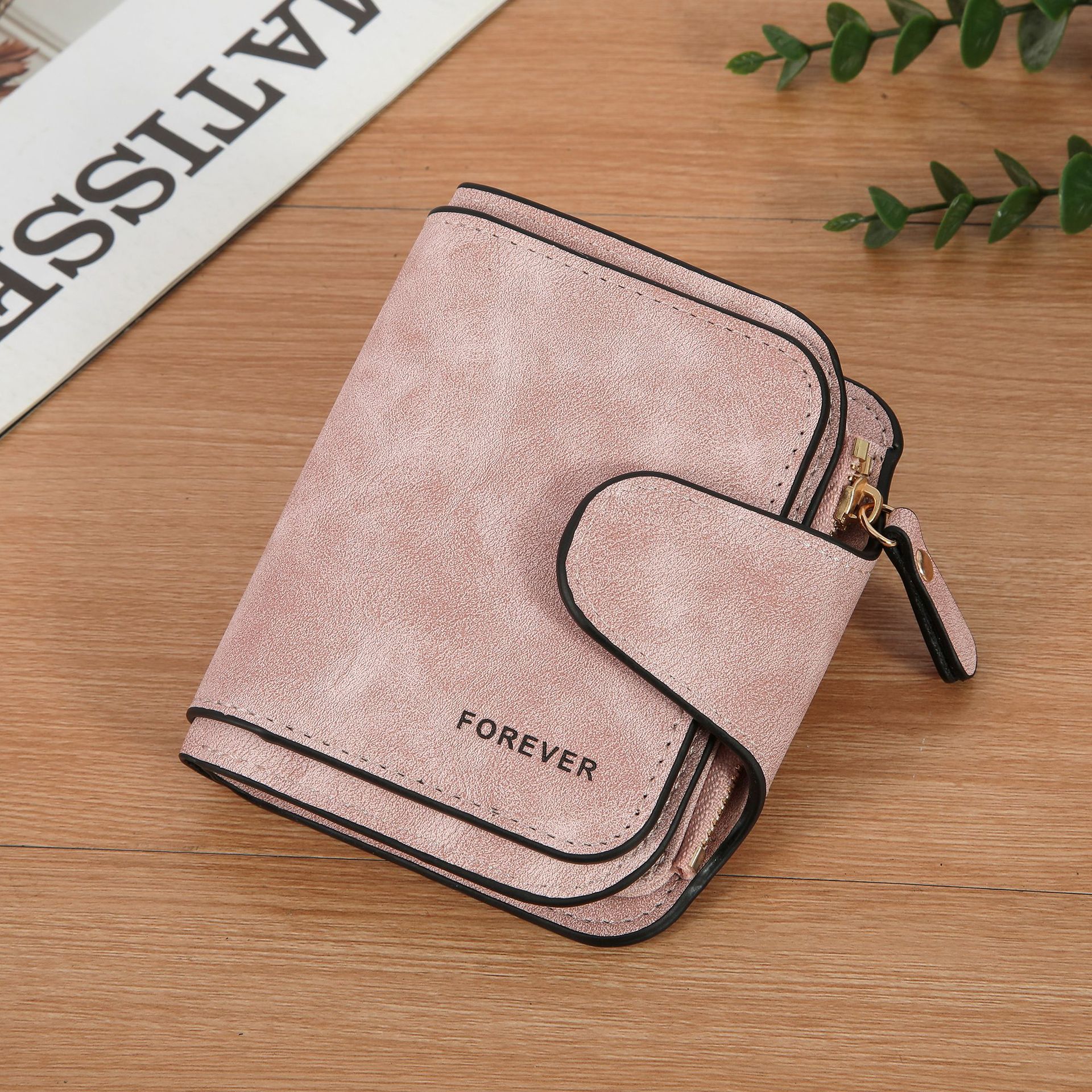 Picture of Cross-Border Retro Nubuck Leather Women's Wallet Short Multi-Card Slot Coin Purse Buckle Wallet Student Small Clutch Bag