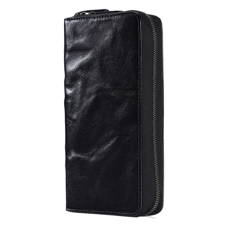 Vegetable Tanned Leather Fashionable Simple Men's Handbag Retro Long Wallet Clutch Bag Genuine Leather Business Clutch Bag Men's Bag
