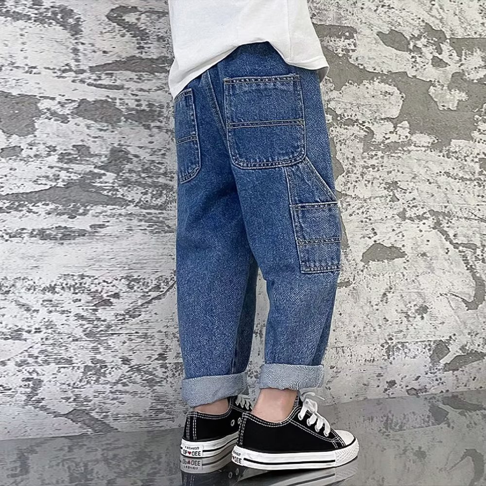 Picture of 2023 Boys' Korean Style Fashionable Casual Straight-Leg Cowboy Trousers All-Match Cropped Wear-Resistant and Handsome Jeans