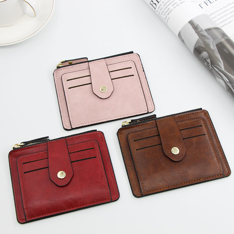 Picture of Compact Buckle Small Card Holder Women's Wallet Short Ultra-Thin Mini Driver's License Card Holder Multi-Function Card Slot Credit Card Holder
