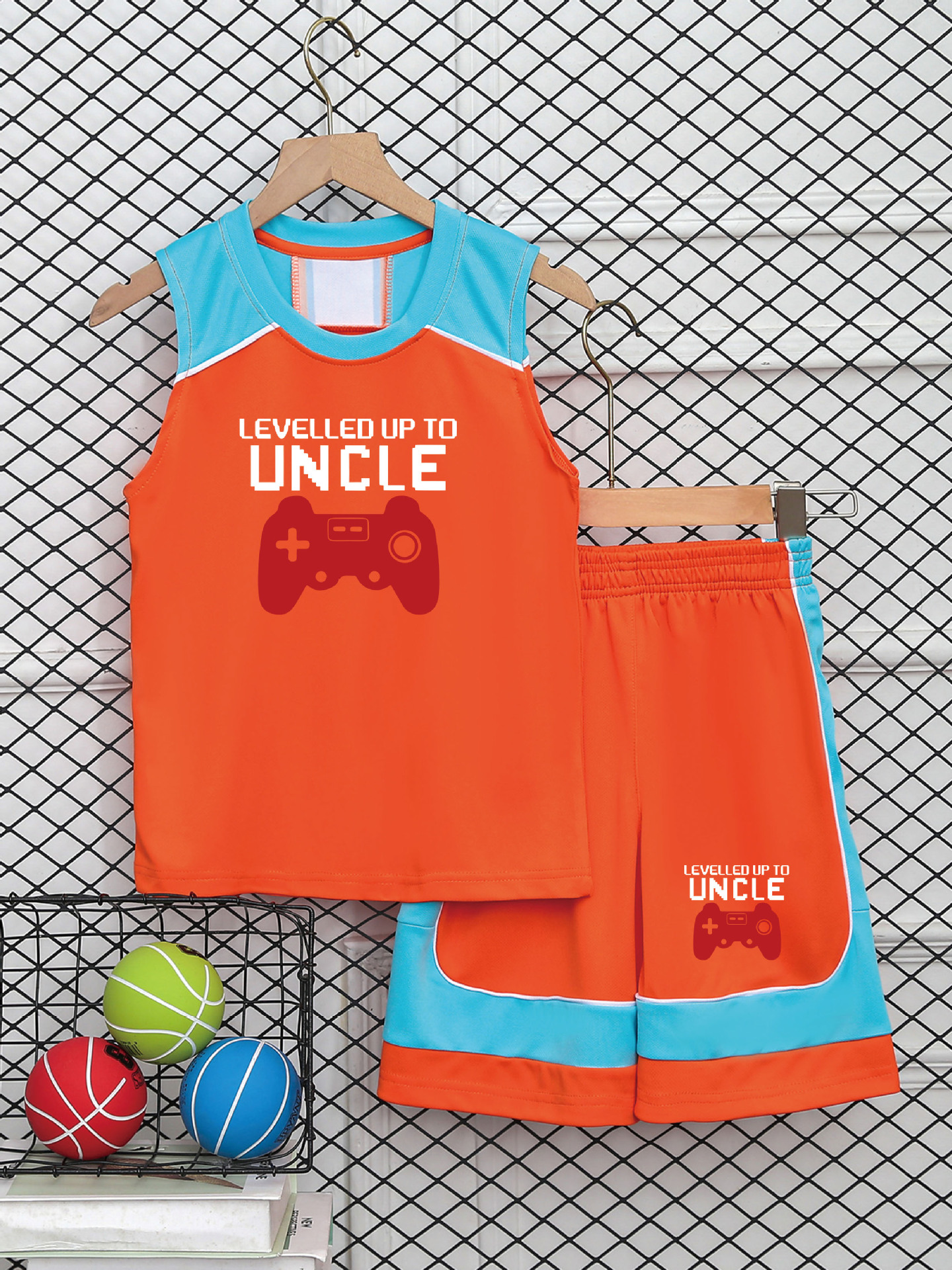 Picture of Children's Sportswear suit Boys Summer Vest Shorts Two-piece Mesh Casual Clothing Student Training Clothing Fashion