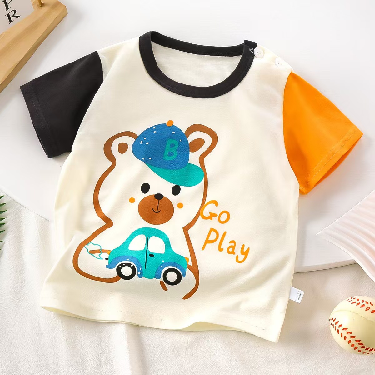 Picture of New cotton summer children's half sleeve round neck T-shirt short sleeve sports home clothing factory direct sales a generation of hair