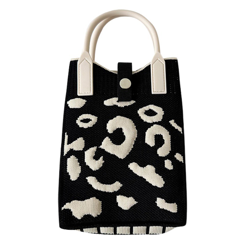 Amazon ebay Black and White Leopard Point Knitted Mini Mobile Phone Bag Crossbody Bag Women's All-match Portable Coin Purse Small Square Bag
