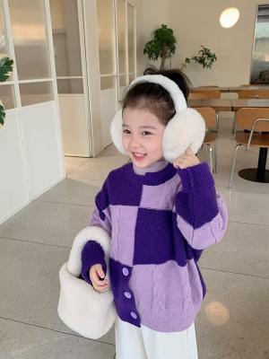 Picture of Girls' Korean Style Internet Trendy Fashion Sweater Baby 2023 New Winter Wear New Children's Plaid Stitching Knitted Sweater