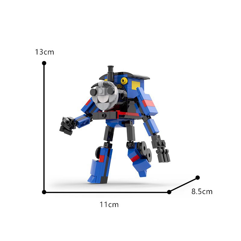 Picture of Cross-border assembled building blocks variation Charles Train Blue Mecha Robot model MOC compatible with Lego