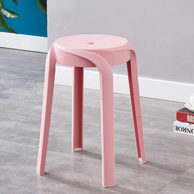 Picture of Modern Dining Table Plastic Round Stool Household Solid Bathroom Stool Living Room Casual High Stool Adult Negotiation Windmill Stool