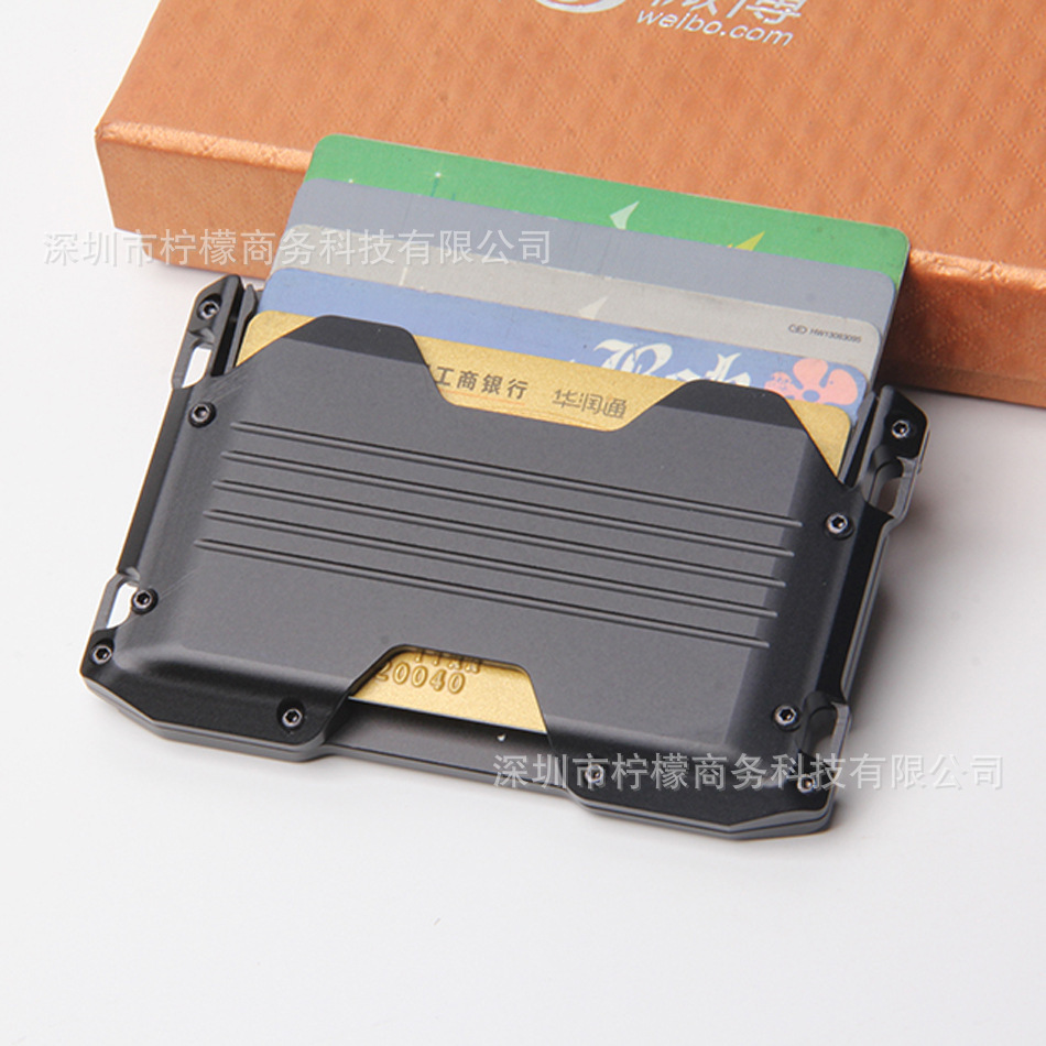 Factory direct cross-border new EDC card case anti-theft brush metal card case card set men's RFID wallet coin key