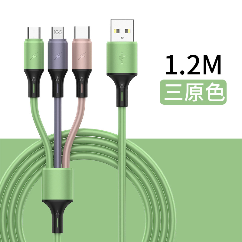 Picture of Liquid Silicone One-to-Three Data Cable Suitable for LeTV Apple Android Fast Charge One-to-Three Charging Data Cable