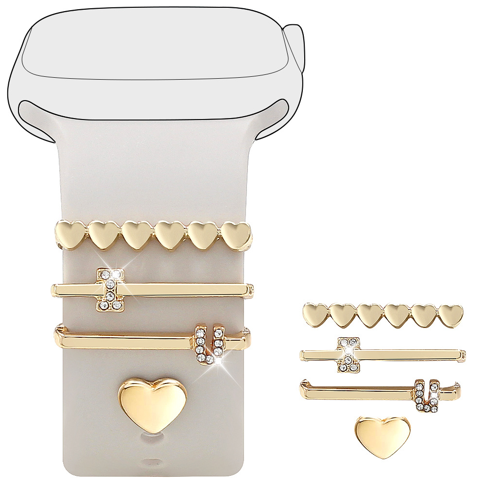 Picture of For Apple Watch Watch Watch Watch Watch Watch With Universal Silicone Strap Diamond Love Decoration
