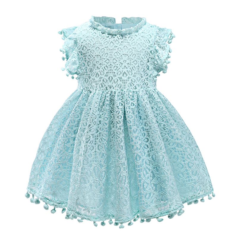 Children's Dress Wish Girls Korean Style Lace Flying Sleeves Cut Out Princess Dress Skirt Dress for Small and Medium-Sized Kidsren
