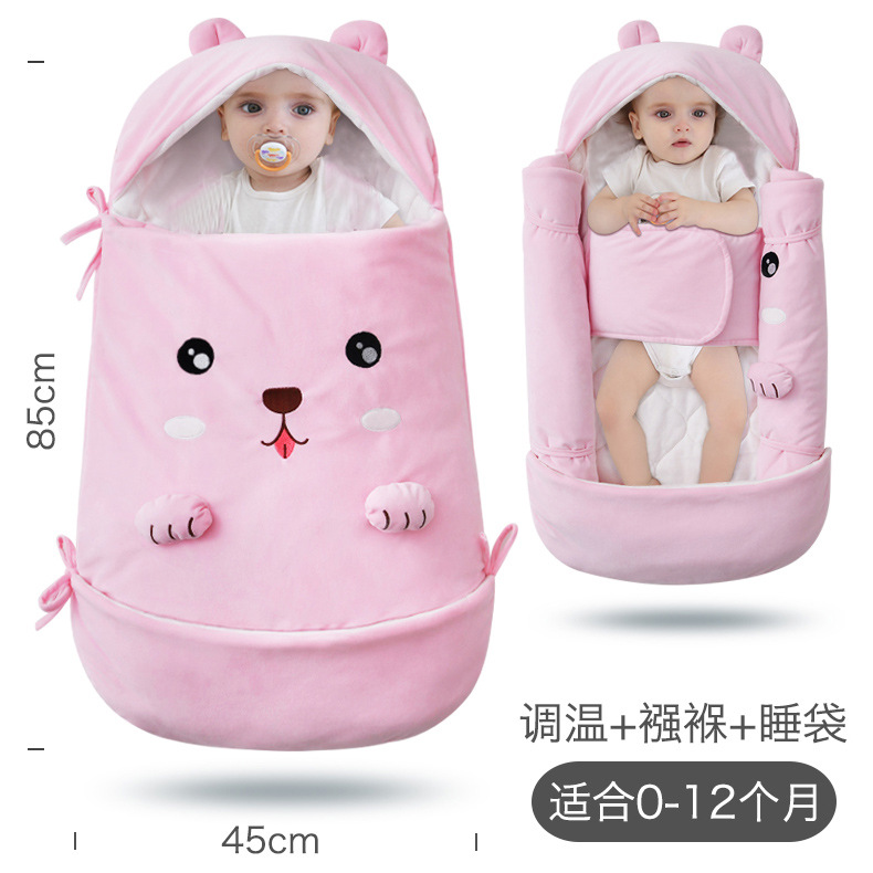 Picture of Aishimiao New Newborn Sleeping Bag Autumn and Winter Multi-functional Pure Cotton Baby Sleeping Bag Baby Happy Velvet Envelope Kick-proof Quilt