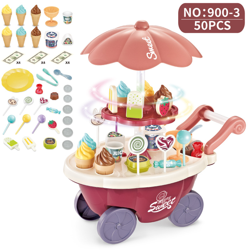 Picture of Children's Play Home Ice Cream Car Toy Girl 3-6 Years Old Simulation Cart Candy Car Birthday Gift Set