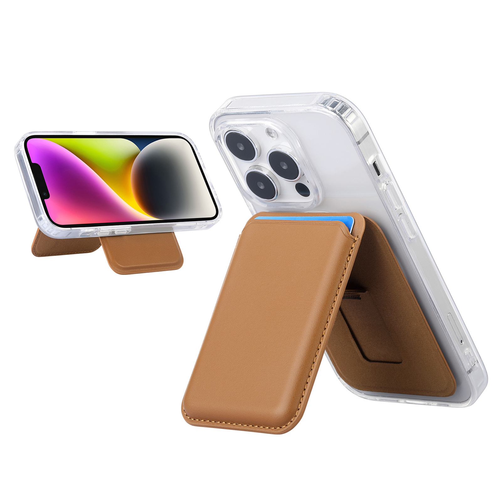 Picture of Suitable for Iphone16 Strong Magnetic Magsafe Card Holder Official Color Number Multi-Functional Bracket Storage Wallet Holder