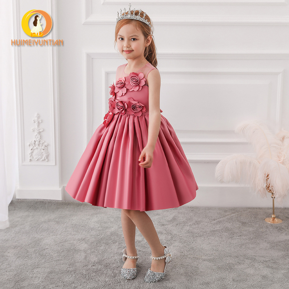 Picture of 2025 Girls Satin Spliced Mesh Skirt Amazon New Children's Clothing Dress Wholesale Princess Skirt Children's Dress