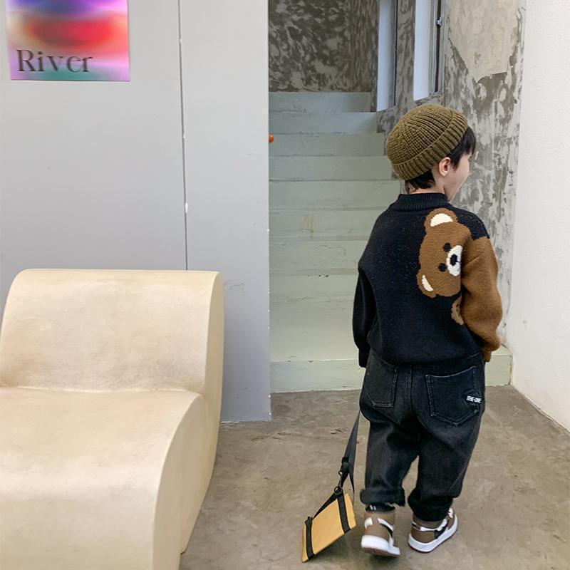 Picture of Boys' Sweater Autumn and Winter 2022 New Children's Winter Pullover Knitwear Trendy Boys Western Style Stitching Children's Wear