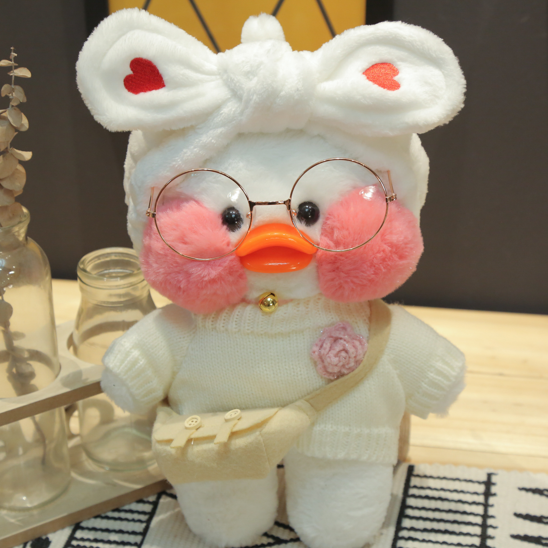 Picture of White ins Cyber Celebrity Hyaluronic Acid Duck Little Yellow Duck Plush Toy Hand Warming Pillow Doll Birthday Gift