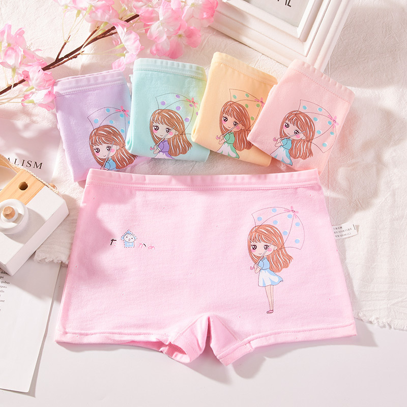 Picture of Girls' Underwear Cotton Children's Boxer Shorts Not Clipping Butt Baby's Big Children's Boxer Shorts Girls' Triangle Underpants