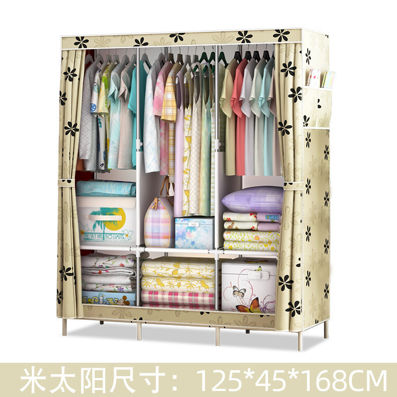 Picture of Ya Ruifan Reinforced Simple Cloth Wardrobe Storage Closet Dustproof Wardrobe Dormitory Steel Frame Reinforced Simple Modern Combination