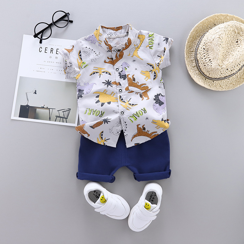 Picture of Summer New Children's Clothing Korean Style Boys and Infants Suit Cartoon Shirt Short-Sleeved Suit Manufacturer Foreign Trade Wholesale Trend