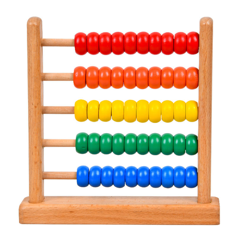 Picture of ohye Digital Teaching Aids Beech Wood Five-gear Arithmetic Rack Wooden Colorful Mathematical Arithmetic Computing Rack Puzzle Building Blocks Toy