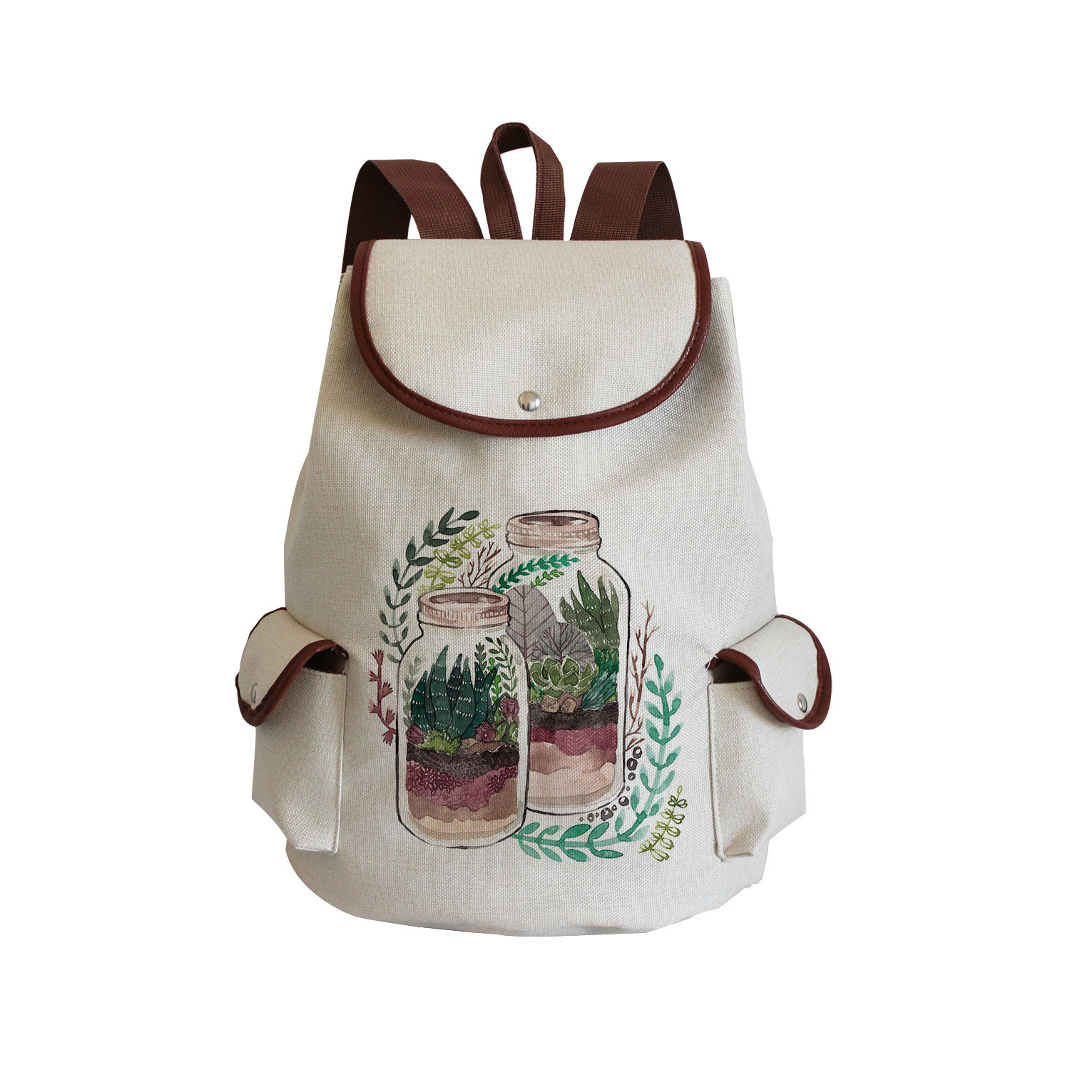 Creative Simple Wine Glass Printed Backpack Outdoor Lightweight Backpack to Set Fashion All-match Student Schoolbag