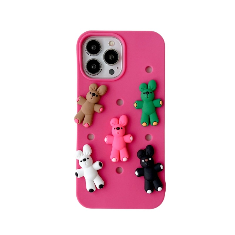 Picture of Hole Case DIY Stereo Korean Color Bear Case for iPhone 14Pro max Apple 12 Phone Case 11