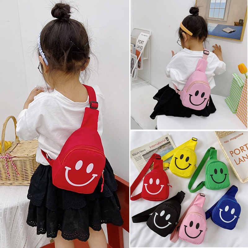 2024 New Smiley Face Crossbody Bag Summer Children's Backpack Large Capacity Baby Girl Mini Small Bag