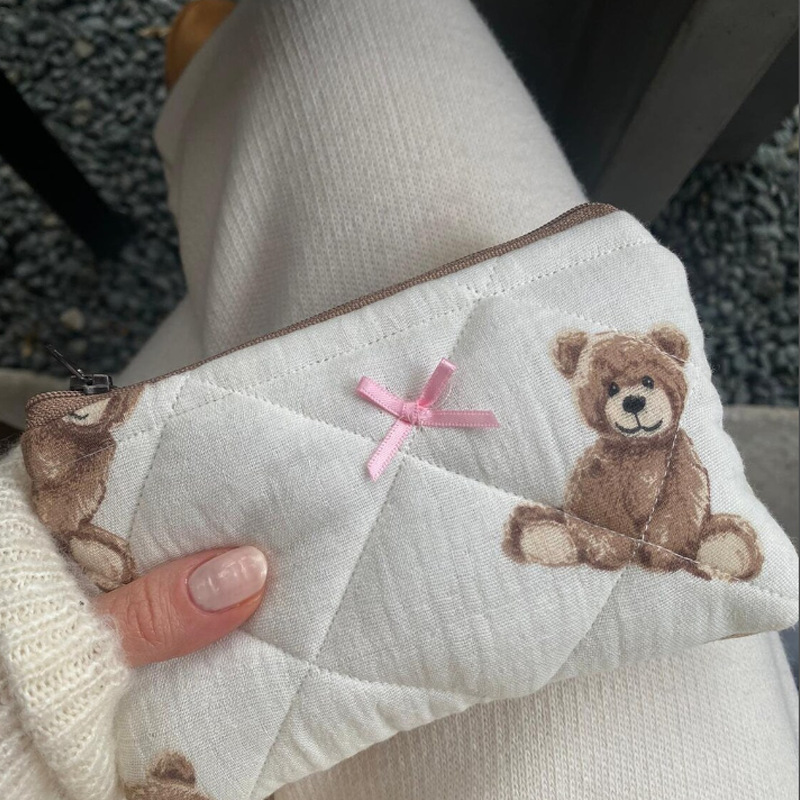 Picture of Cute teddy bear cosmetic bag portable cosmetics and skin care storage bag large capacity cartoon printed wash bag